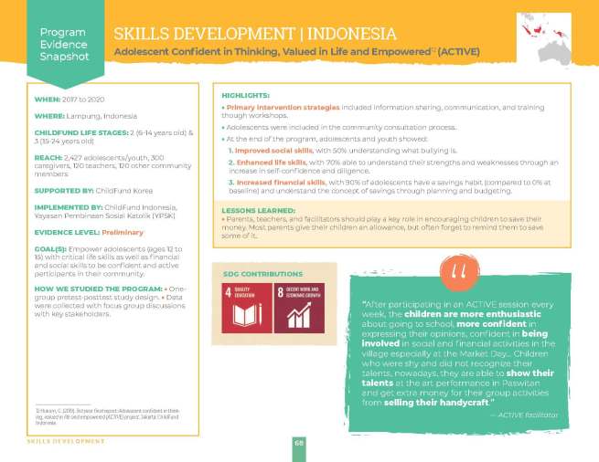 Screenshot of cover: Evidence Snapshot | Skills Development - Indonesia